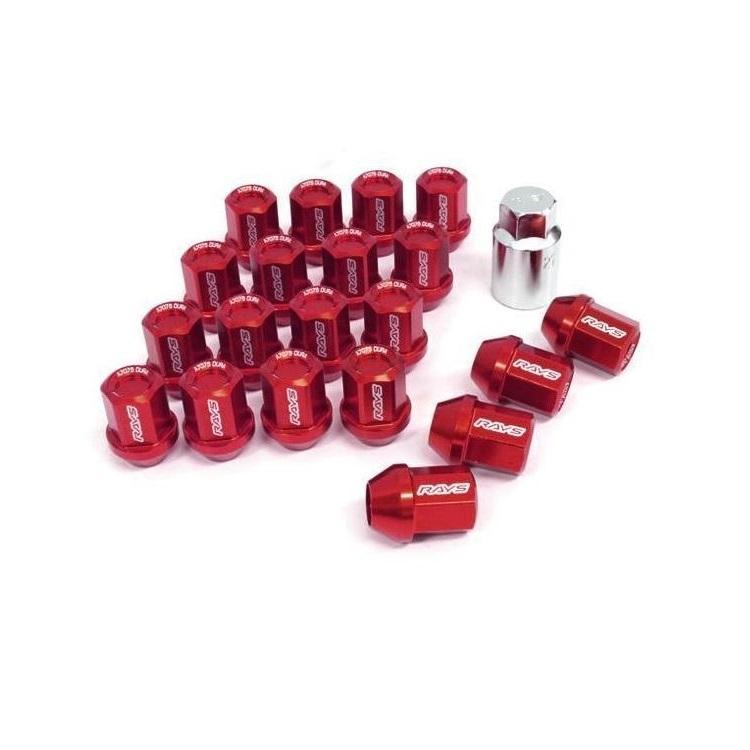 Volk Racing, Volk Racing Dura-Nut L32 Straight Type M12X1.25 Lock and Nut Set Red - Universal